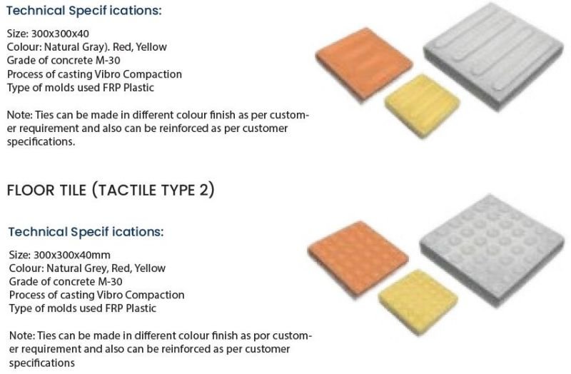 Concrete Chequered Tiles Technical specifications