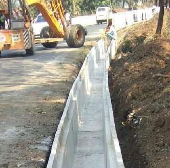 Precast U drain installation work